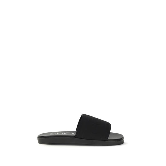 Gucci Black Fabric Flat Sandals
