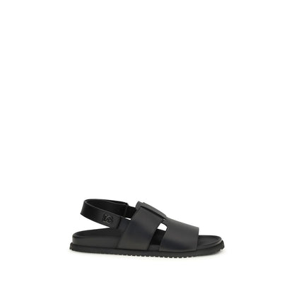 Dolce & Gabbana Black Calf Leather Bos Taurus Sandals