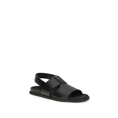 Dolce & Gabbana Black Calf Leather Bos Taurus Sandals