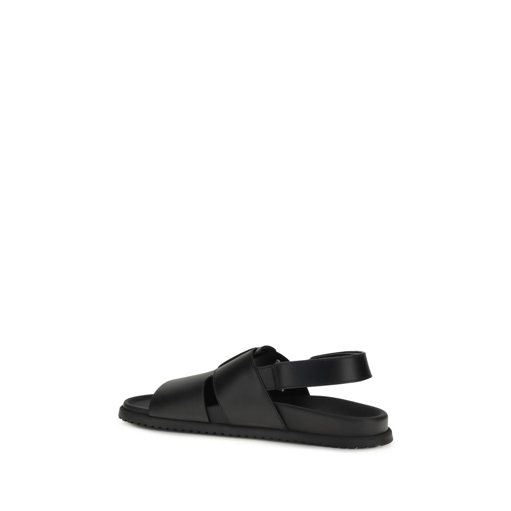 Dolce & Gabbana Black Calf Leather Bos Taurus Sandals