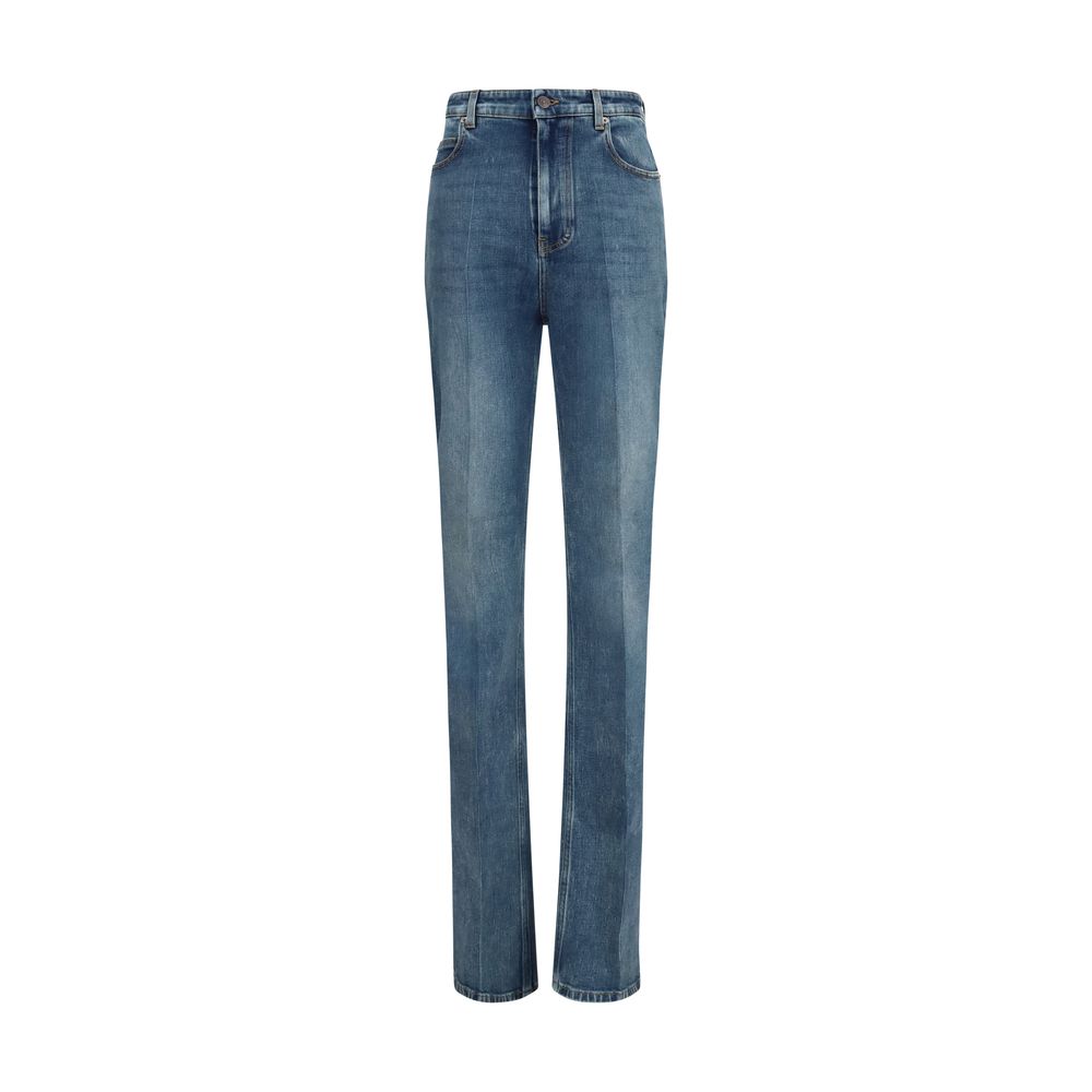 Balenciaga Blue Cotton High-Waisted Jeans