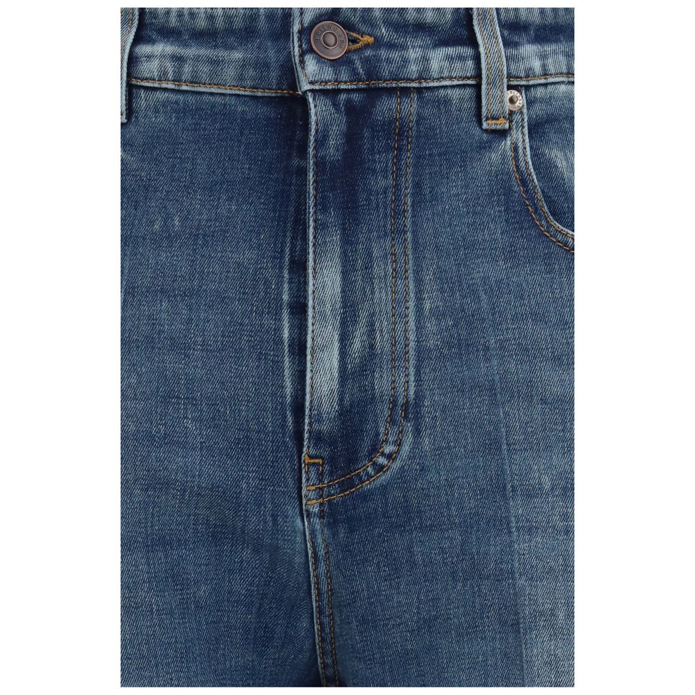 Balenciaga Blue Cotton High-Waisted Jeans