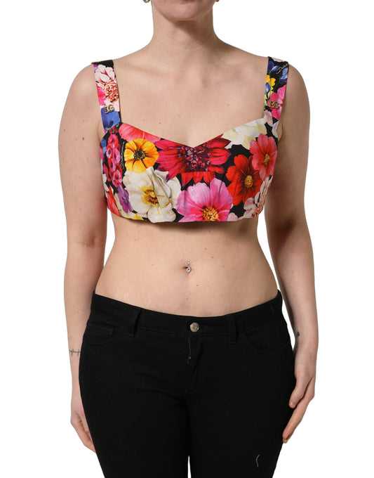 Dolce & Gabbana multifarvet cropped bustier-top i bomuld med blomsterprint