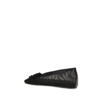 Ganni Jenny mesh-ballerinasko – sort