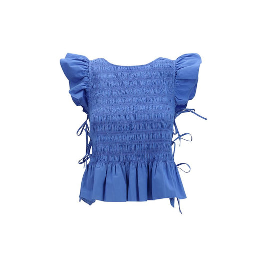 Ganni Blue Cotton Blouse