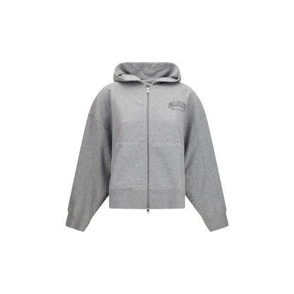Ganni zip-hoodie i økologisk bomuld – grå