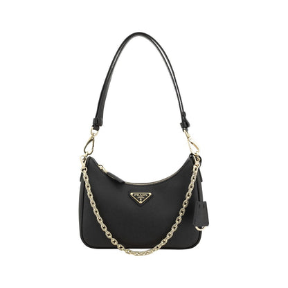 Prada Black Calf Leather Bos Taurus Shoulder Bag