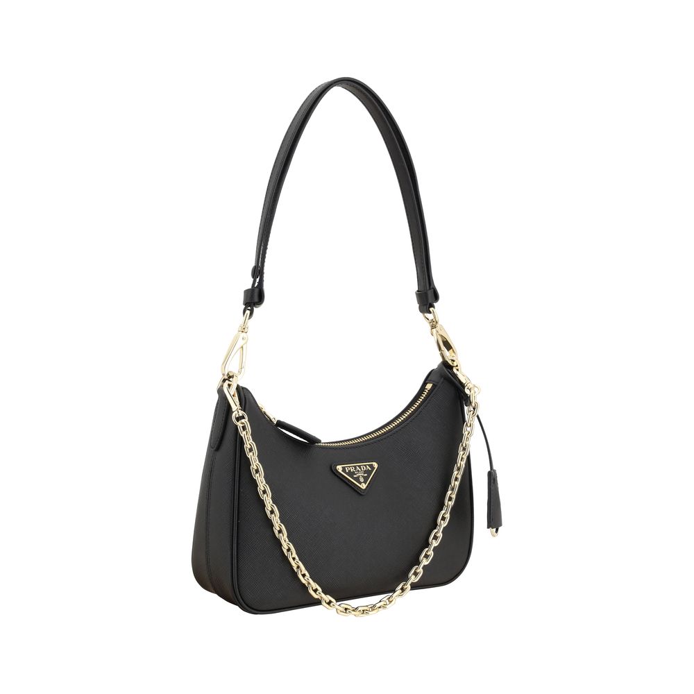 Prada Black Calf Leather Bos Taurus Shoulder Bag