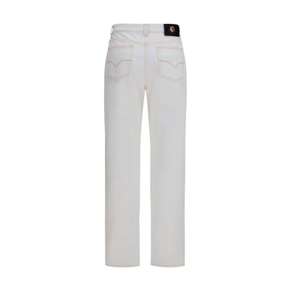 Versace White Cotton High-Waisted Jeans