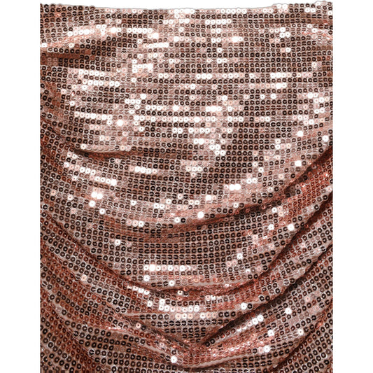 Dolce & Gabbana Rose Gold Sequin High Waist Ruched Maxi Skirt