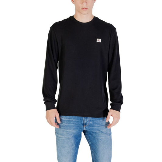 Calvin Klein Jeans LS Waffle Badge langærmet T-shirt – sort