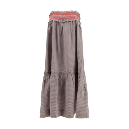Ganni Brown Cotton Midi Skirt