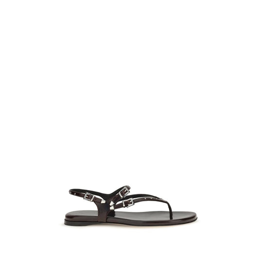 Chloé Black Calf Leather Bos Taurus Flat Sandals