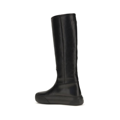 Chloé Black Calf Leather Bos Taurus Flat Boots