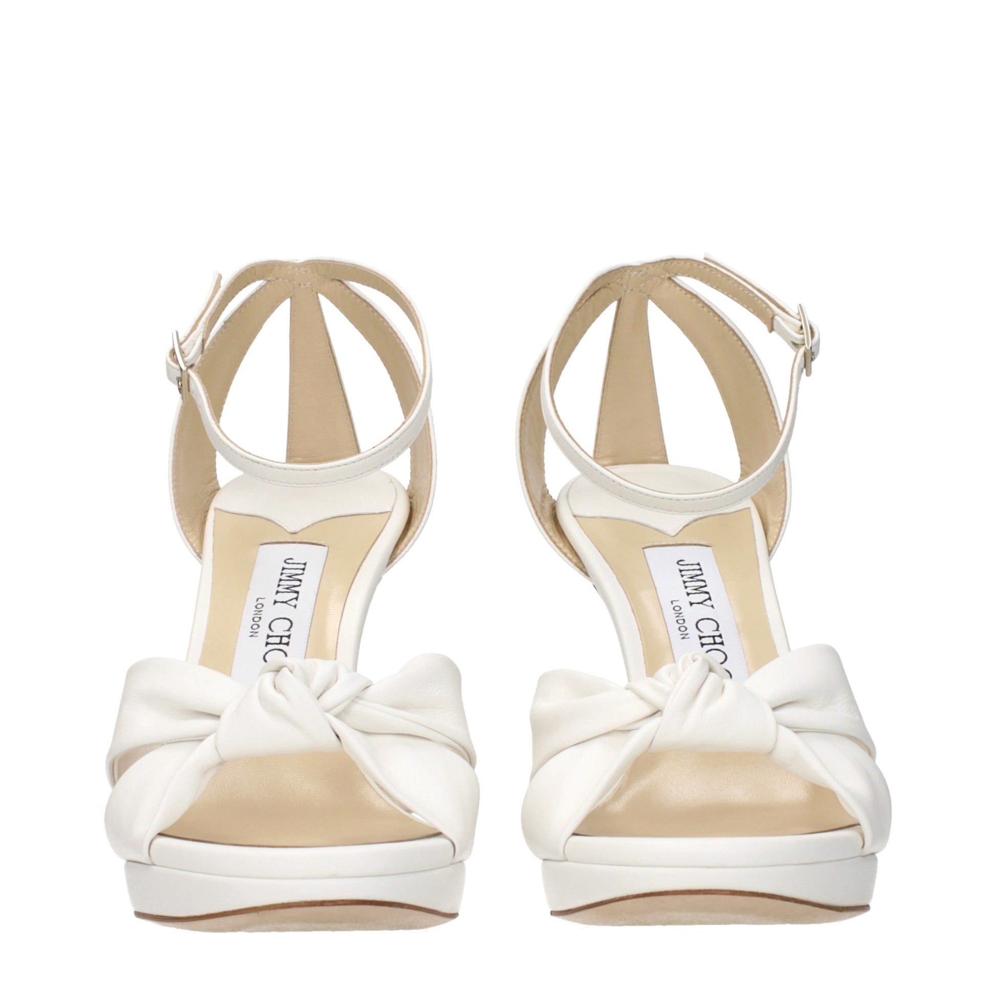 Jimmy Choo White Leather Platform Sandals