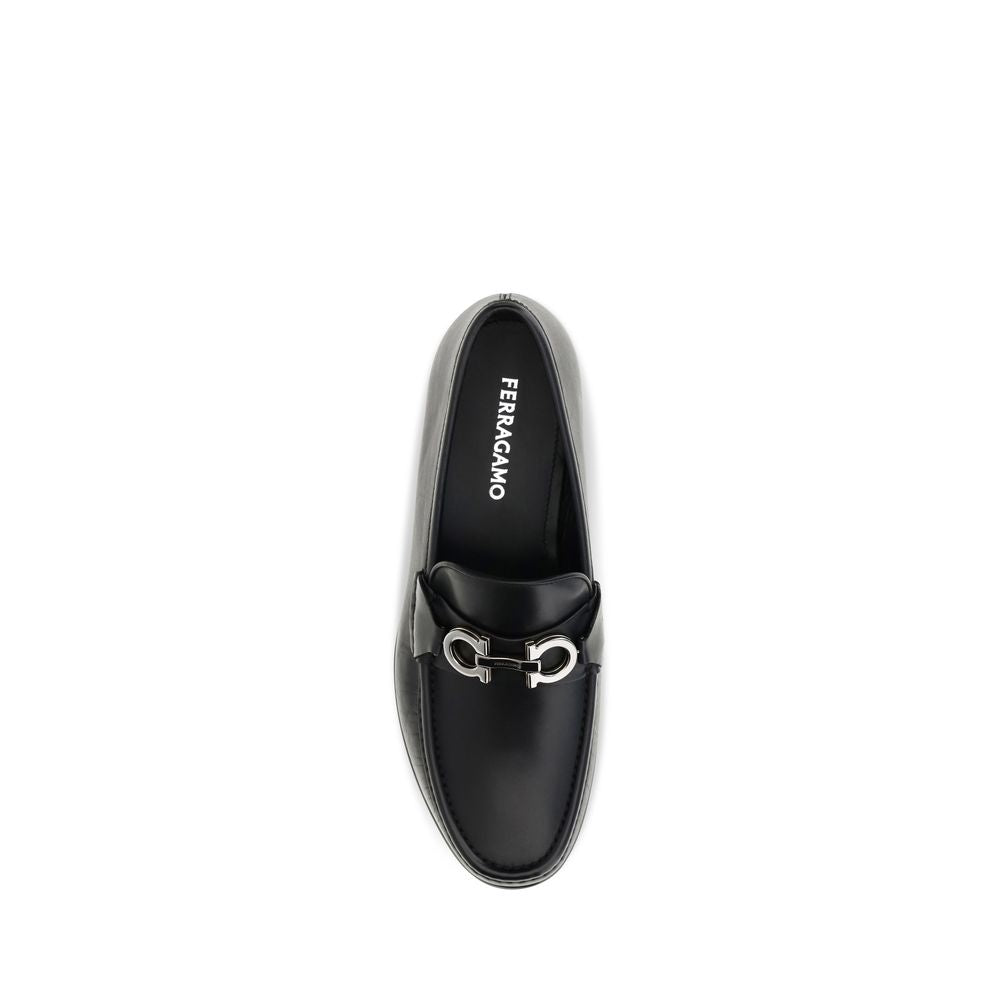 Ferragamo Gancini loafers i kalvelæder – sort