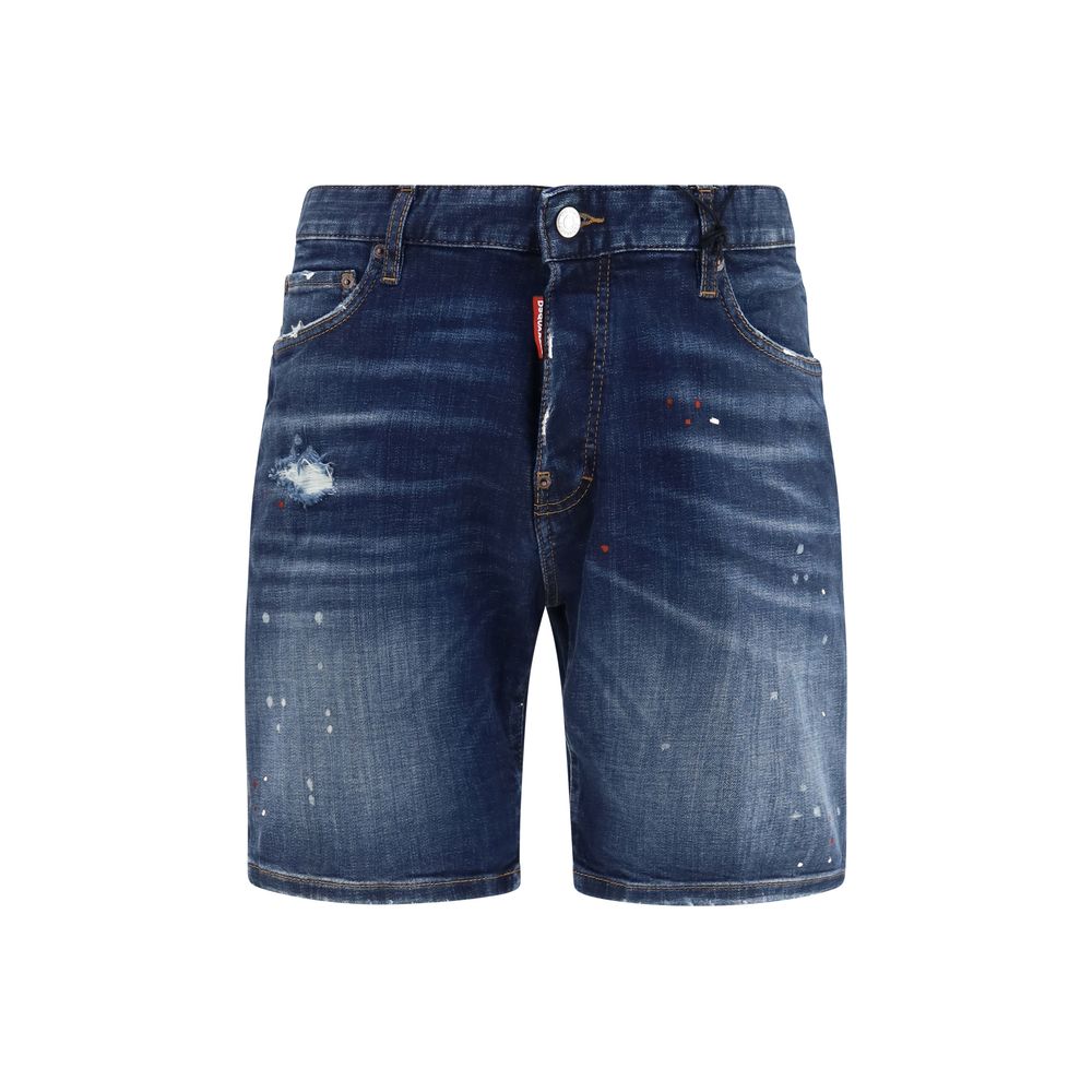Dsquared² blå denimbermudashorts i bomuld