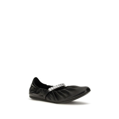 Jimmy Choo Black Calf Leather Bos Taurus Ballet Flats