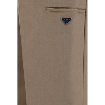 Prada Brown Cotton Casual Pants