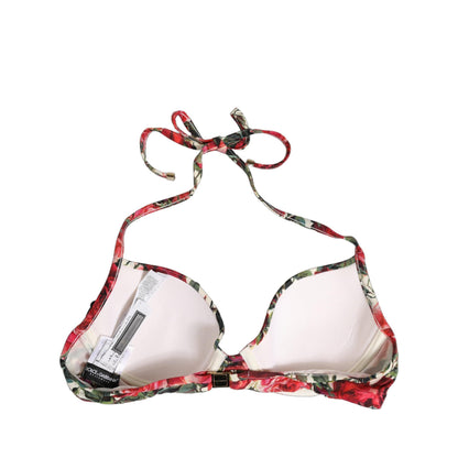 Dolce & Gabbana Multicolor Floral Print Beachwear Bikini Top