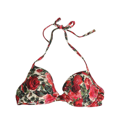 Dolce & Gabbana Multicolor Floral Print Beachwear Bikini Top