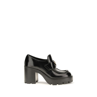 Prada Black Calf Leather Bos Taurus Platform Loafers