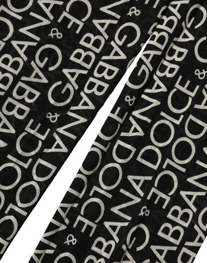 Dolce & Gabbana Black White All Over Print Sheer Stretch Tights Socks