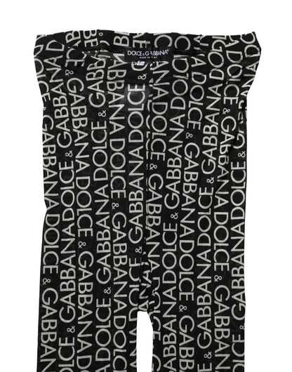 Dolce & Gabbana Black White All Over Print Sheer Stretch Tights Socks