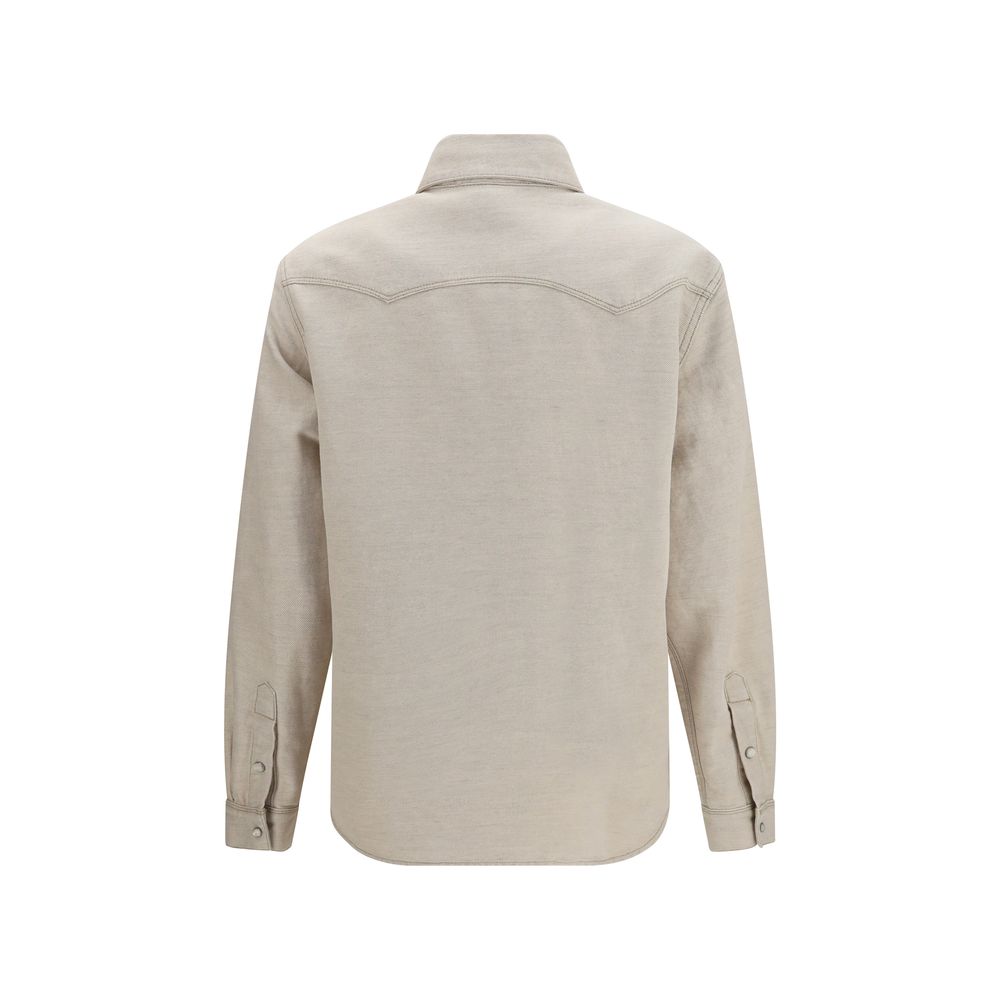 Fendi beige westernskjorte i denim af bomuld og hør