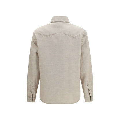 Fendi beige westernskjorte i denim af bomuld og hør