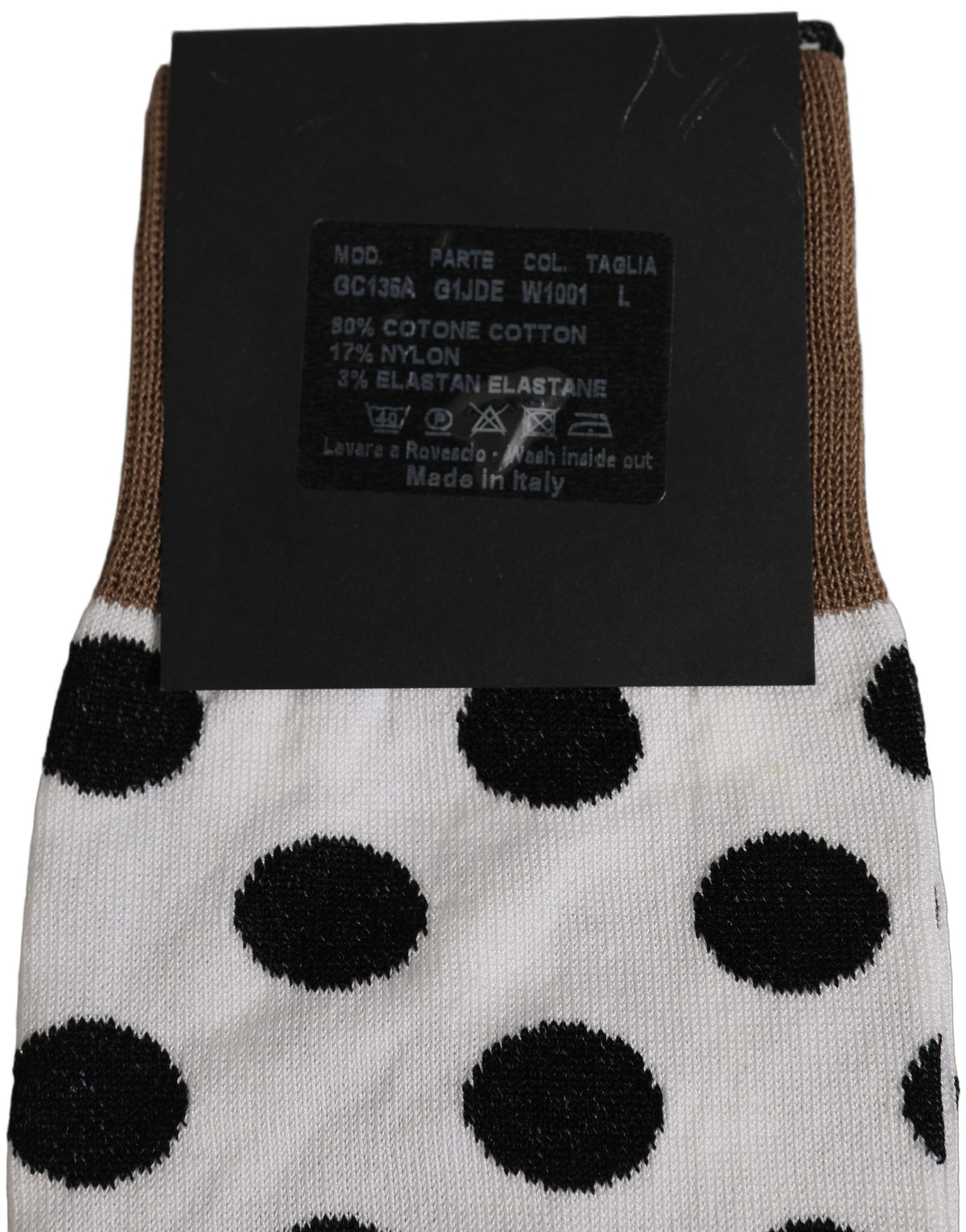 Dolce & Gabbana White Polka Dot Over The Calf Accessory Socks