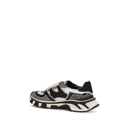 Dolce & Gabbana Gray Calf Leather Bos Taurus Chunky Sneakers
