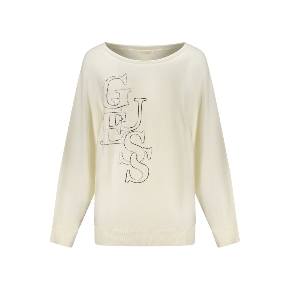 Guess Jeans sweatshirt med rhinsten og pailletter – hvid