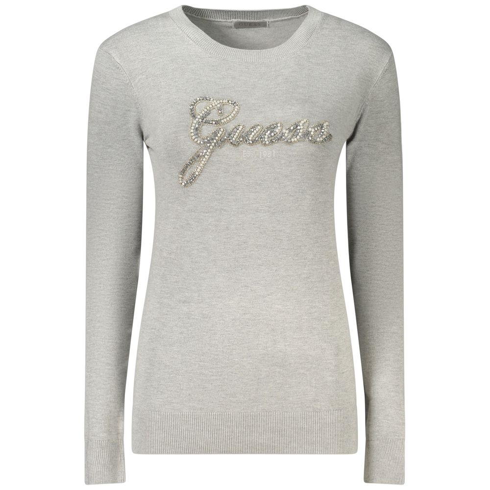 Guess Jeans sweatshirt med rhinsten og broderi – grå