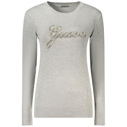 Guess Jeans sweatshirt med rhinsten og broderi – grå