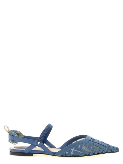 Fendi Blue Polyamide Ballet Flats