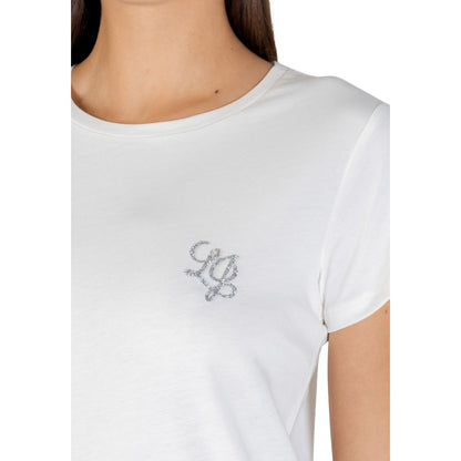 Liu Jo TA6056 JS923 T-shirt med funklende logo – hvid