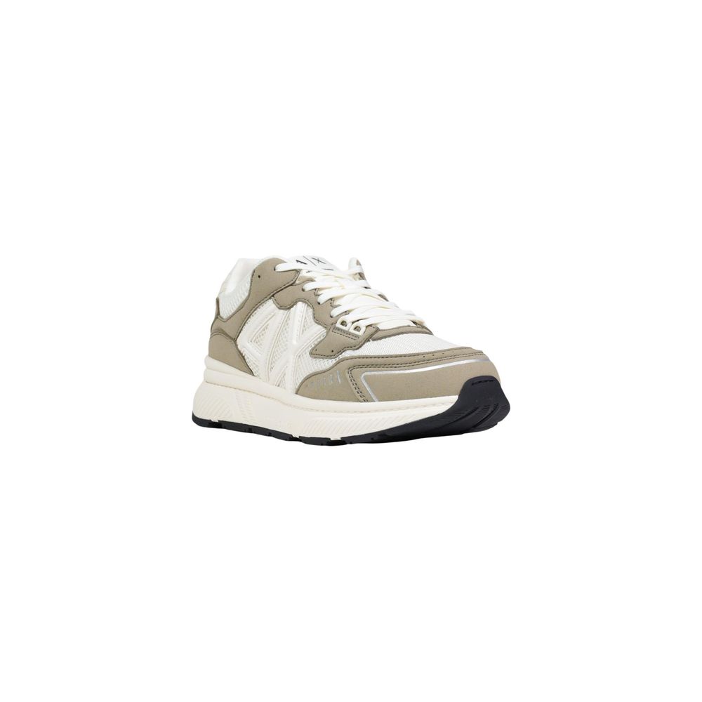 Armani Exchange sneakers med snørebånd og grågrønne paneler, set skråt forfra