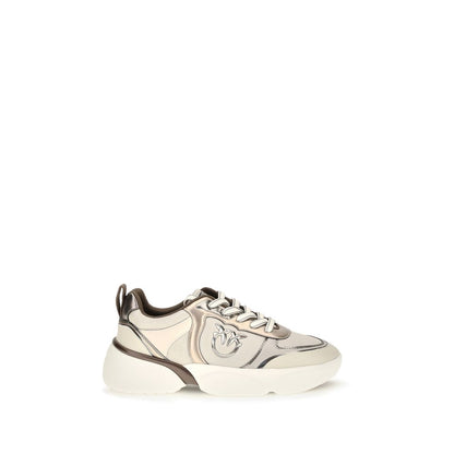 Beige chunky sneakers i kalvelæder fra PINKO