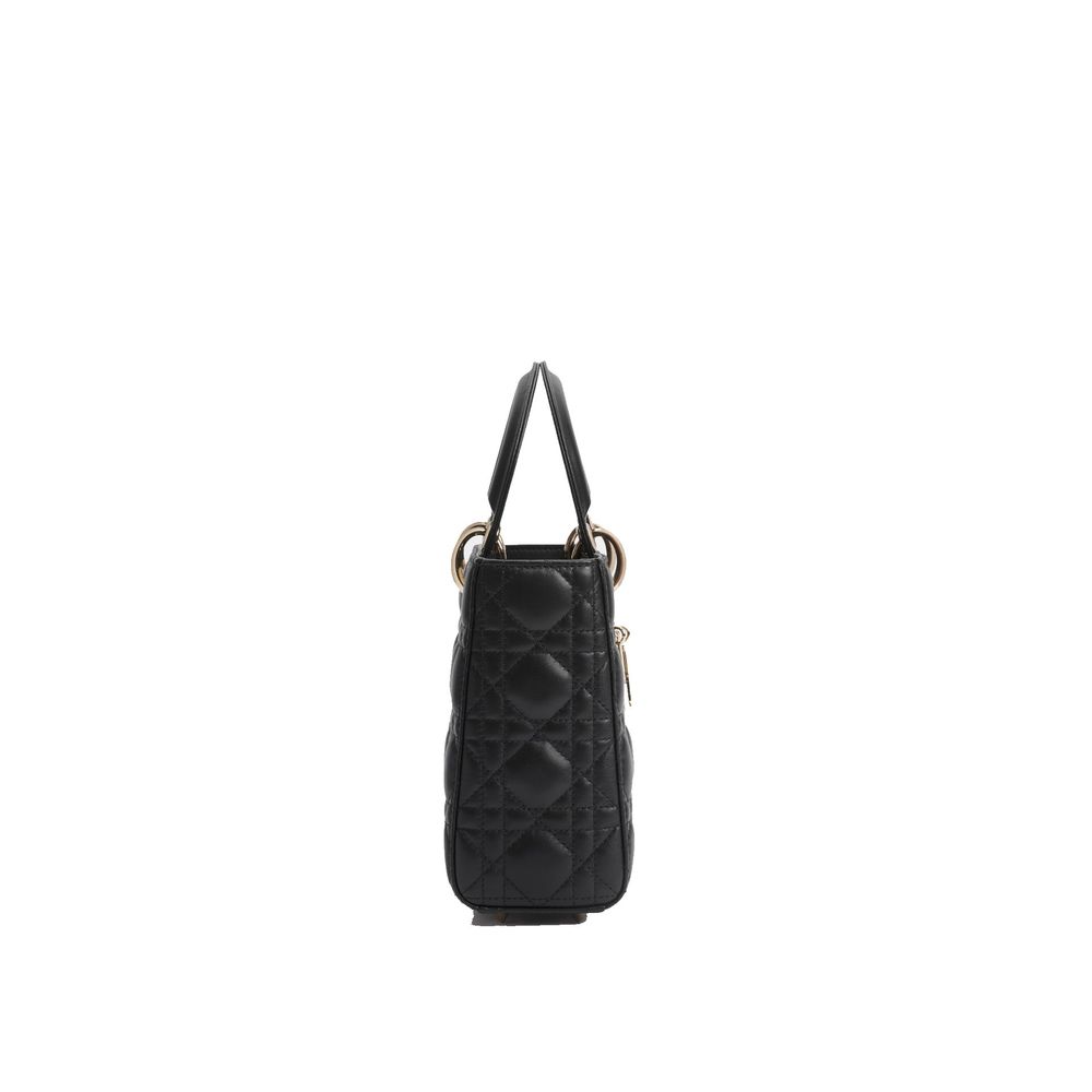 Dior quiltet skuldertaske i sort lammeskind