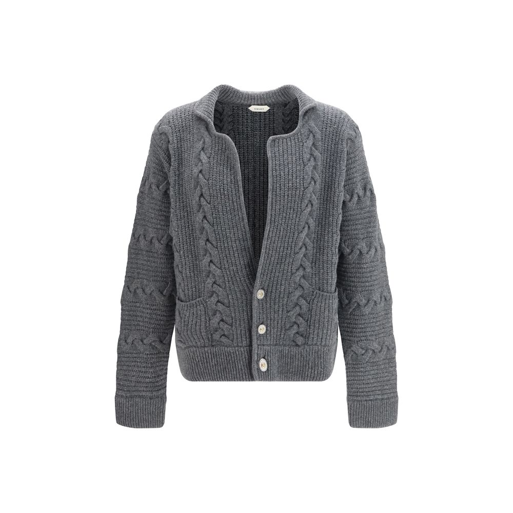 Versace grå cardigan i merinould og kashmir