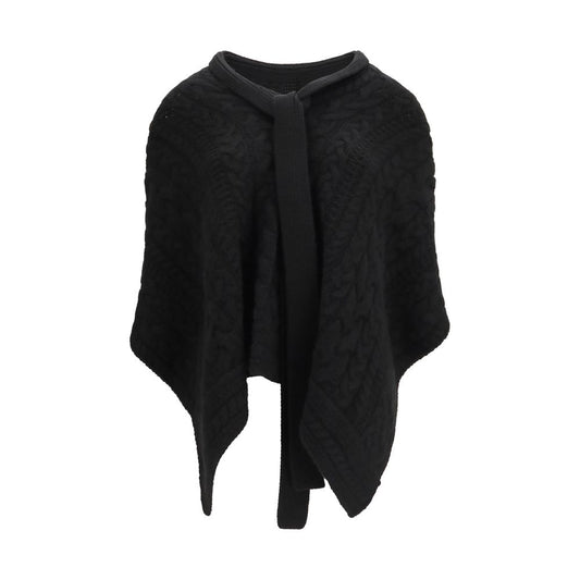 Ermanno Scervino kabelstrikket cashmere-cape – sort