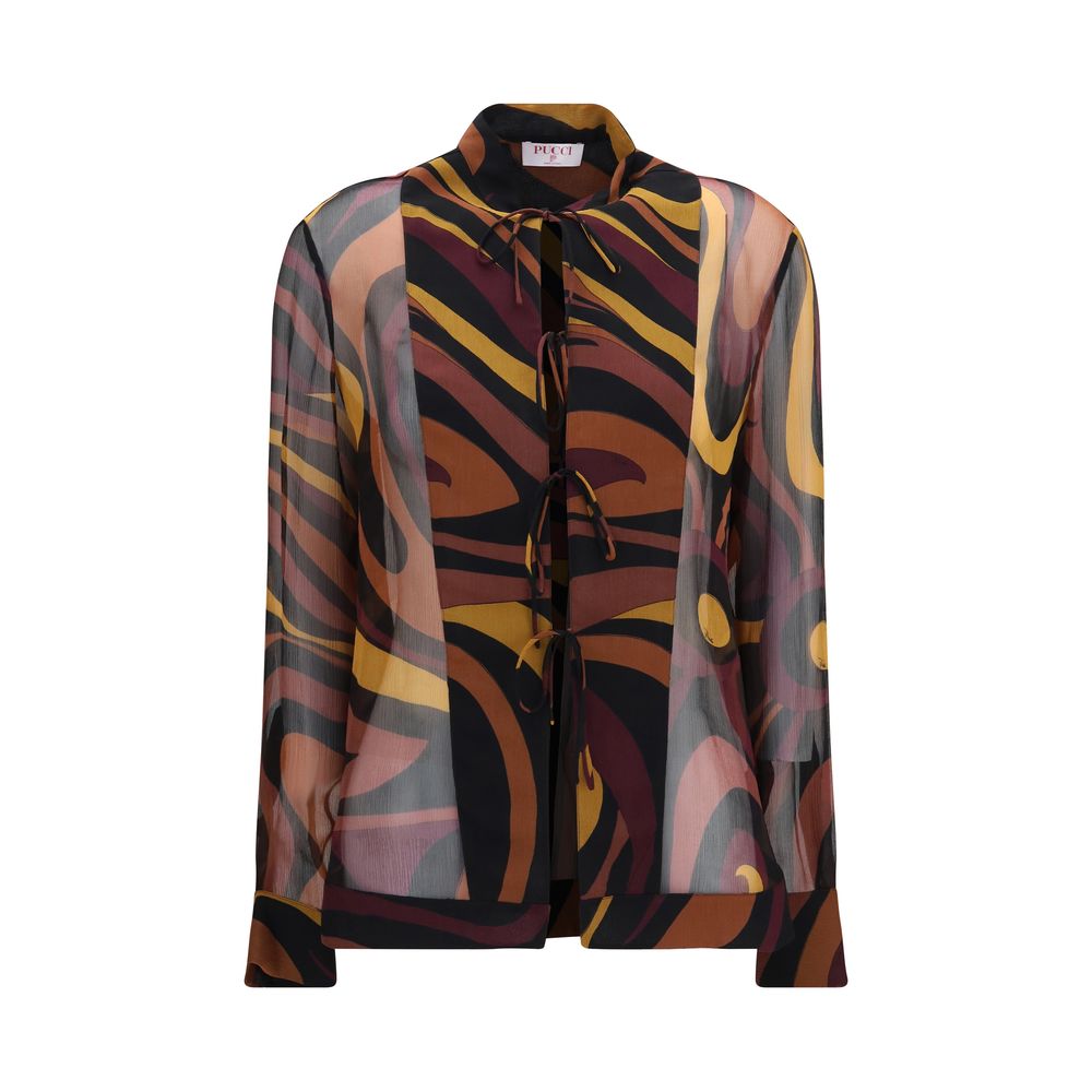 Emilio Pucci Marmo creponne-skjorte i silke – flerfarvet
