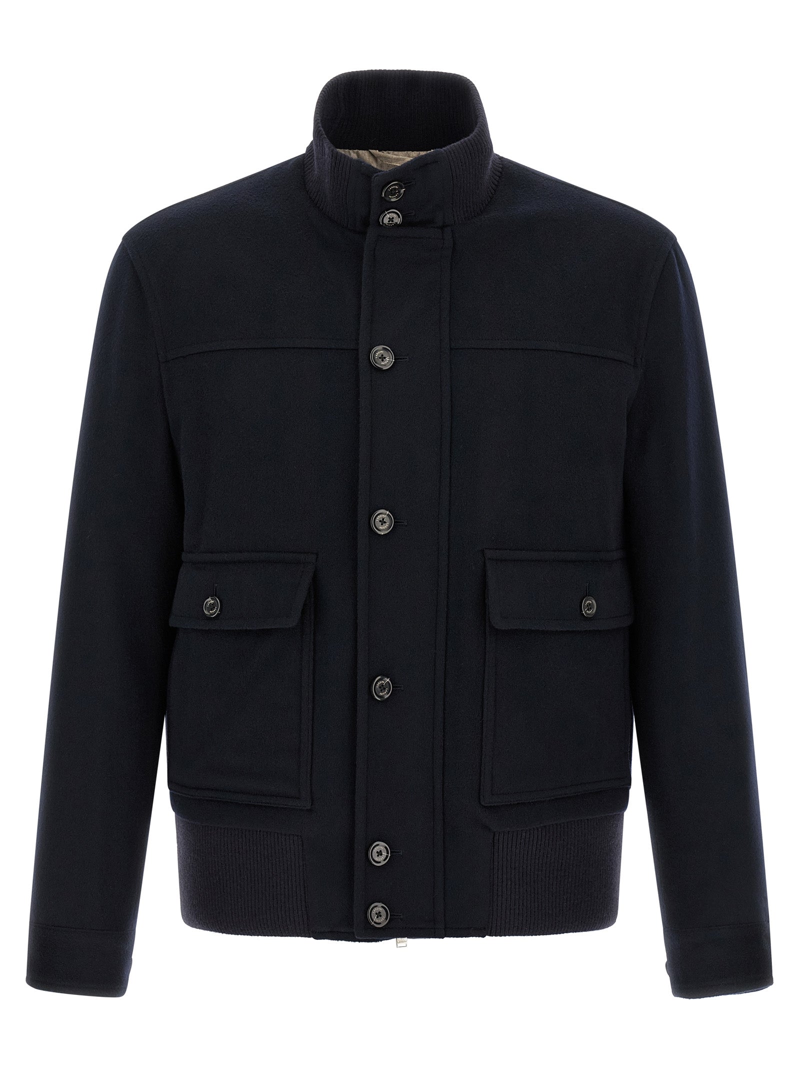 Lardini Blue Virgin Wool Full-Length Jacket