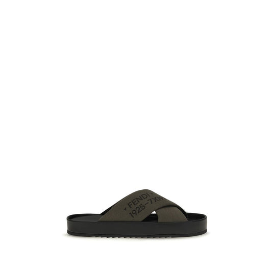 Fendi Double Slide flade sandaler – tofarvede