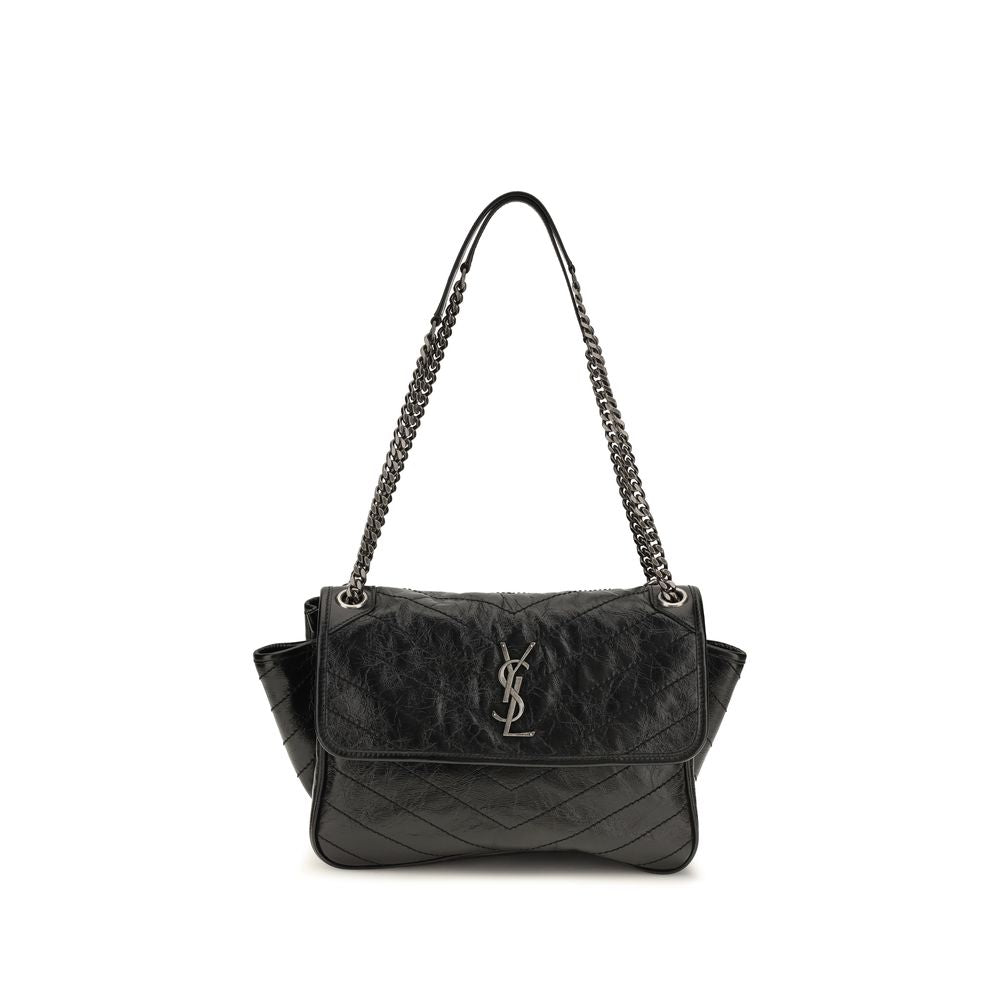 Saint Laurent Niki Tripouch skuldertaske i kalvelæder – sort