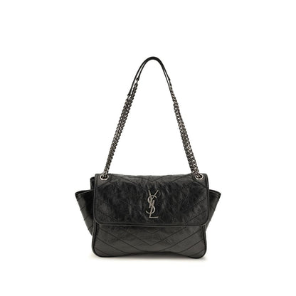 Saint Laurent Niki Tripouch skuldertaske i kalvelæder – sort