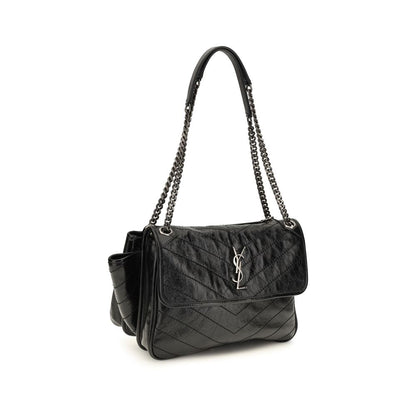 Saint Laurent Niki Tripouch skuldertaske i kalvelæder – sort