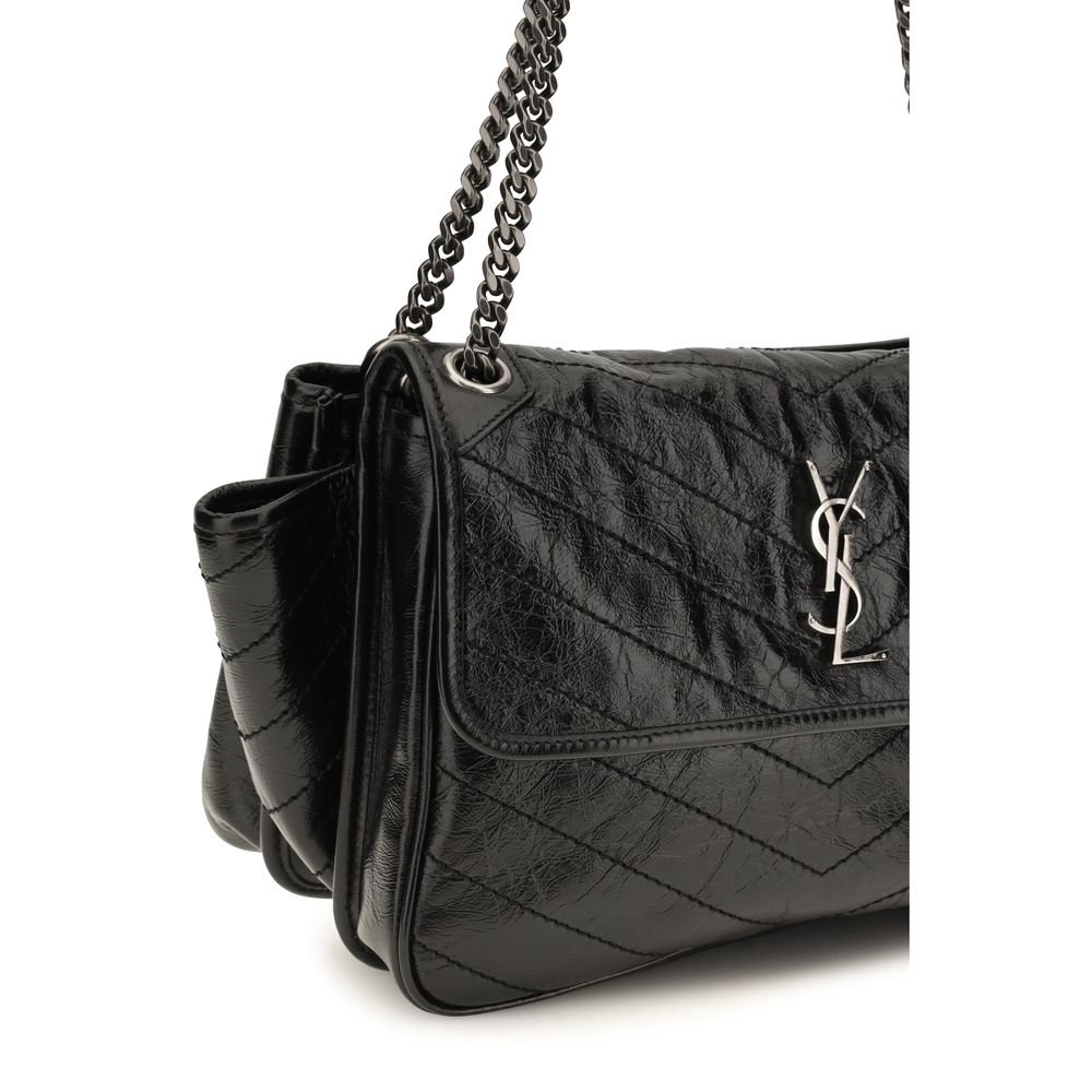 Saint Laurent Niki Tripouch skuldertaske i kalvelæder – sort