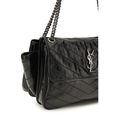 Saint Laurent Niki Tripouch skuldertaske i kalvelæder – sort